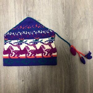 Vintage Mountain Ladies and Ewe Hat 100% Wool Handmade Chunky Knit Ski Cap